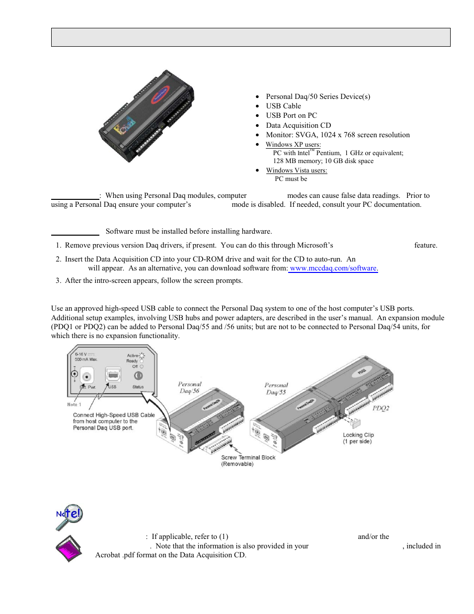 Measurement Computing Personal Daq/50 Series User Manual | 2 pages