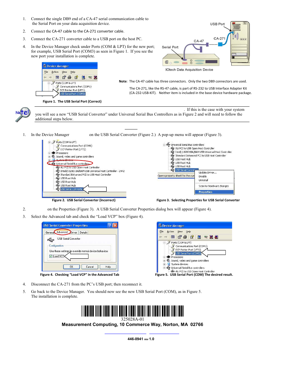 Measurement Computing RS232 to USB Interface User Manual | Page 2 / 2