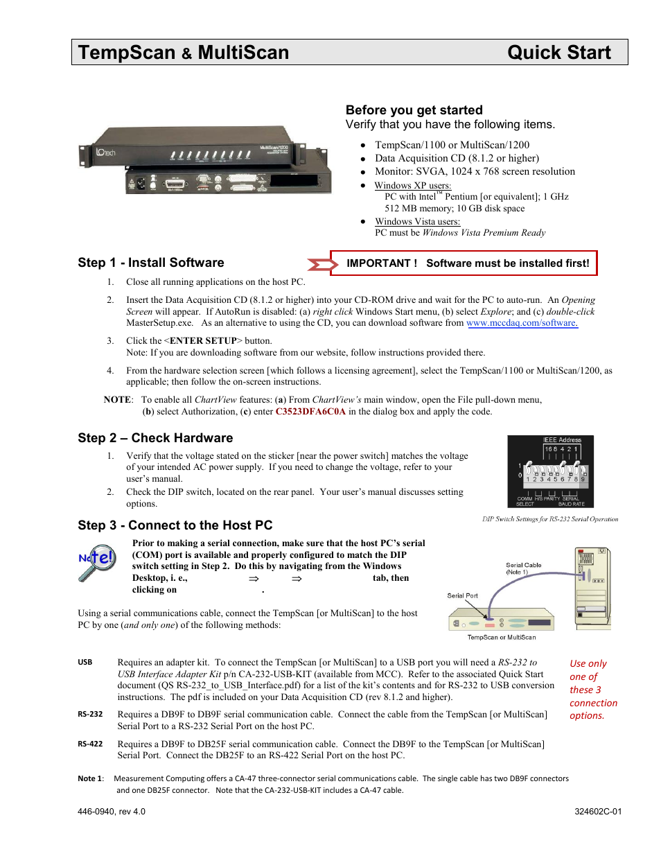 Measurement Computing TempScan 1100 User Manual | 2 pages