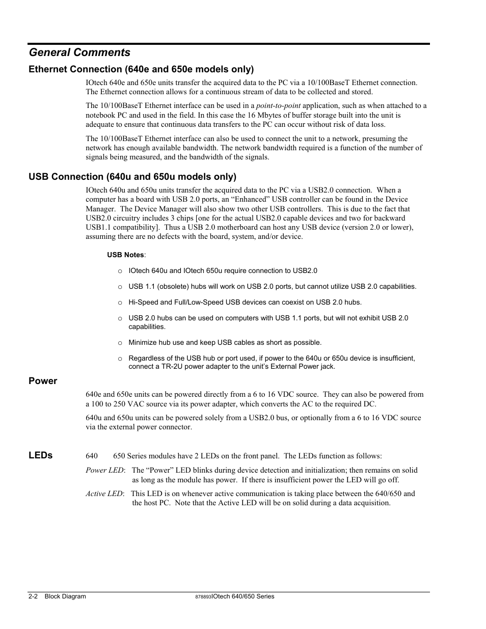 General comments | Measurement Computing IOtech 640 Series User Manual | Page 16 / 100