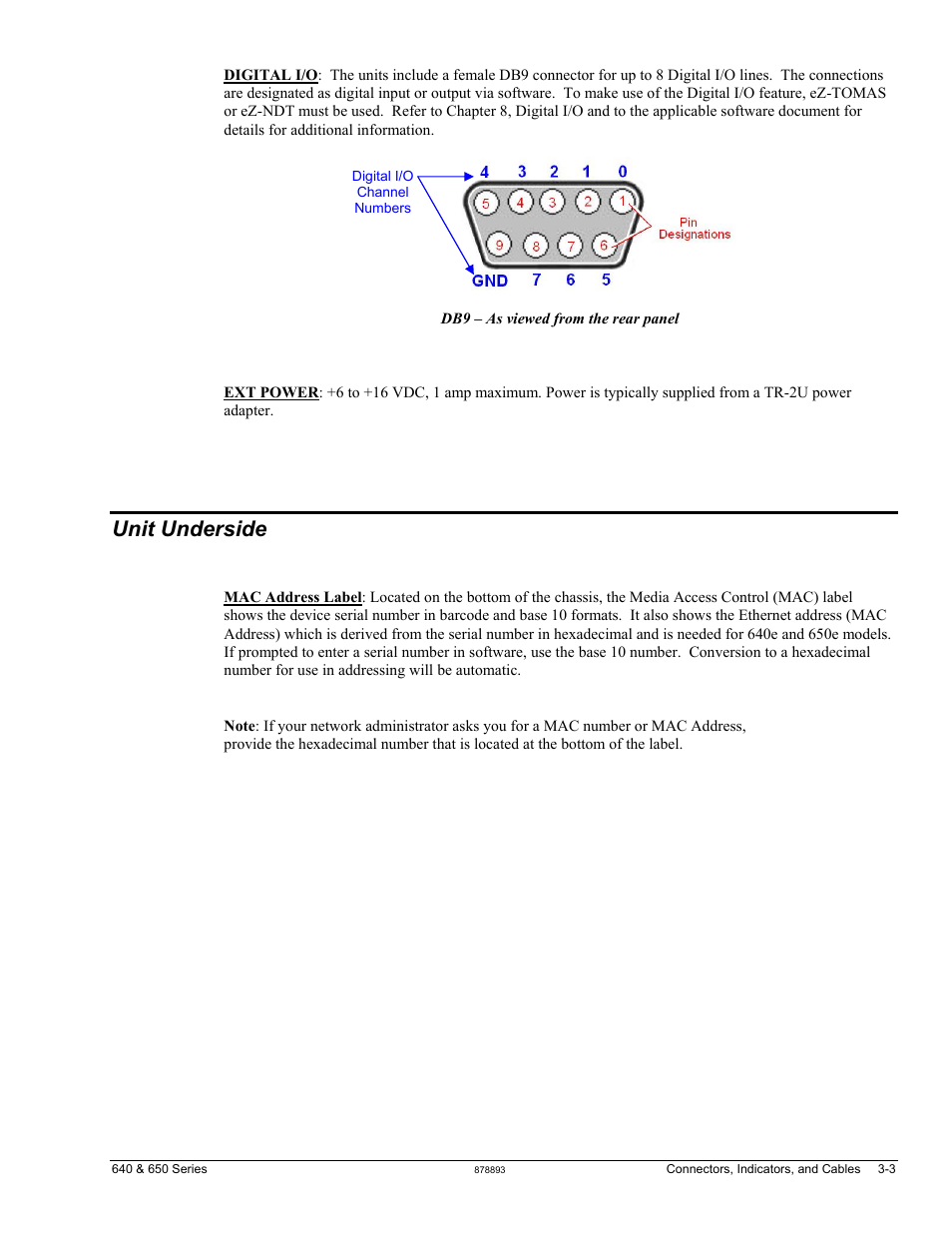 Unit underside | Measurement Computing IOtech 640 Series User Manual | Page 21 / 100