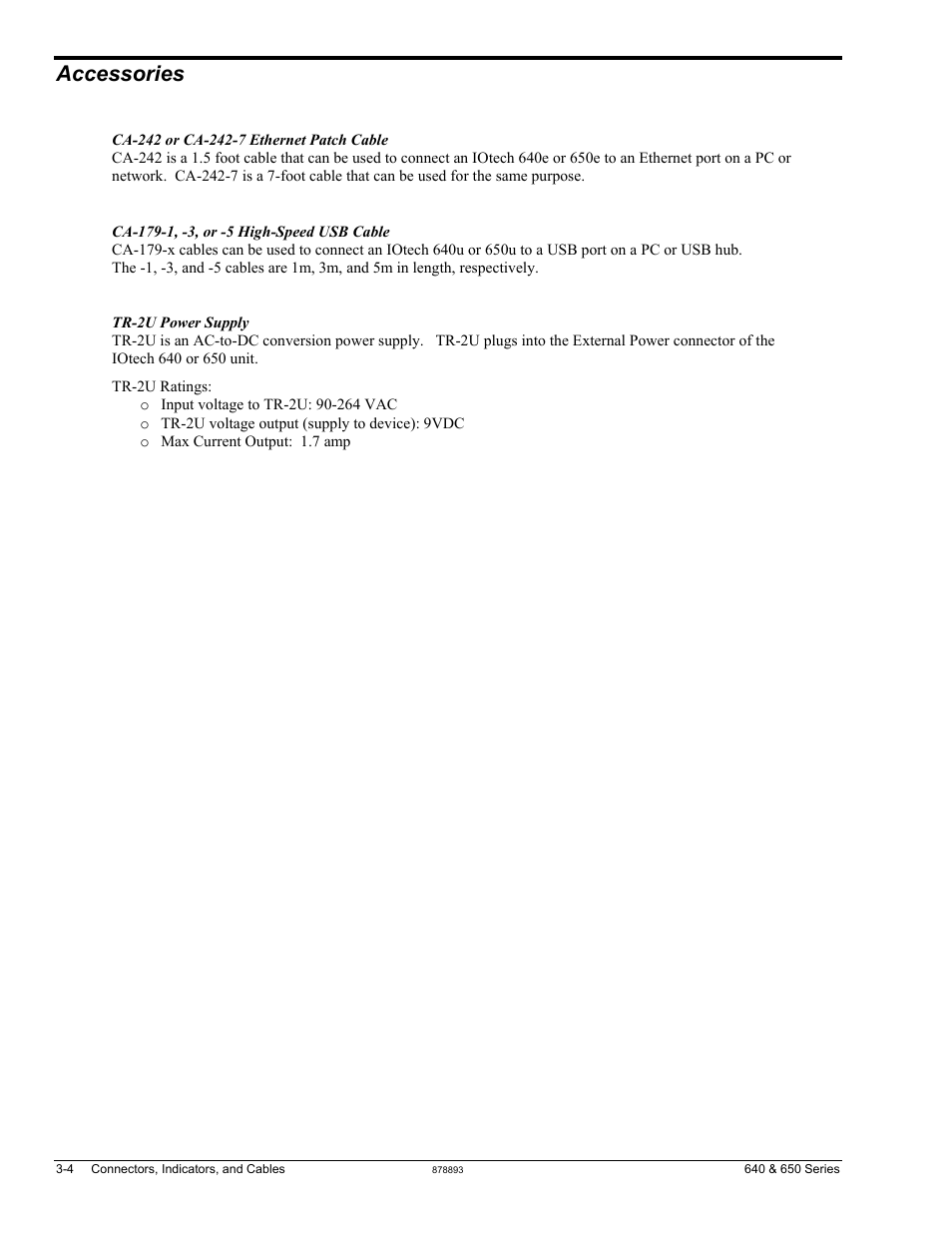 Accessories | Measurement Computing IOtech 640 Series User Manual | Page 22 / 100