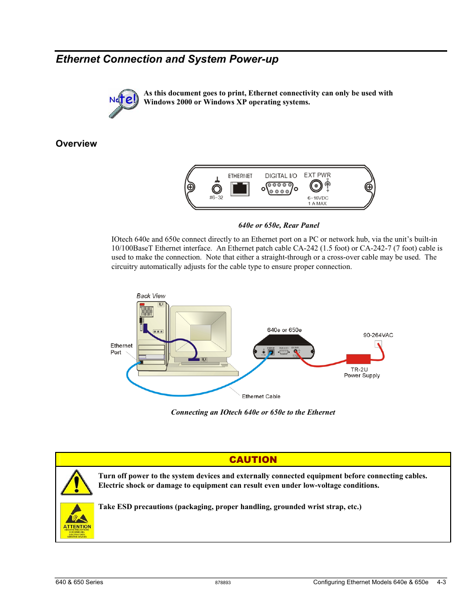 Ethernet connection and system power-up | Measurement Computing IOtech 640 Series User Manual | Page 25 / 100