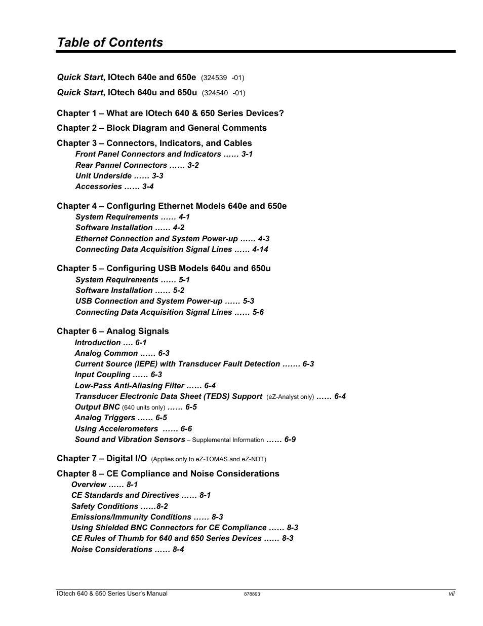 Measurement Computing IOtech 640 Series User Manual | Page 7 / 100