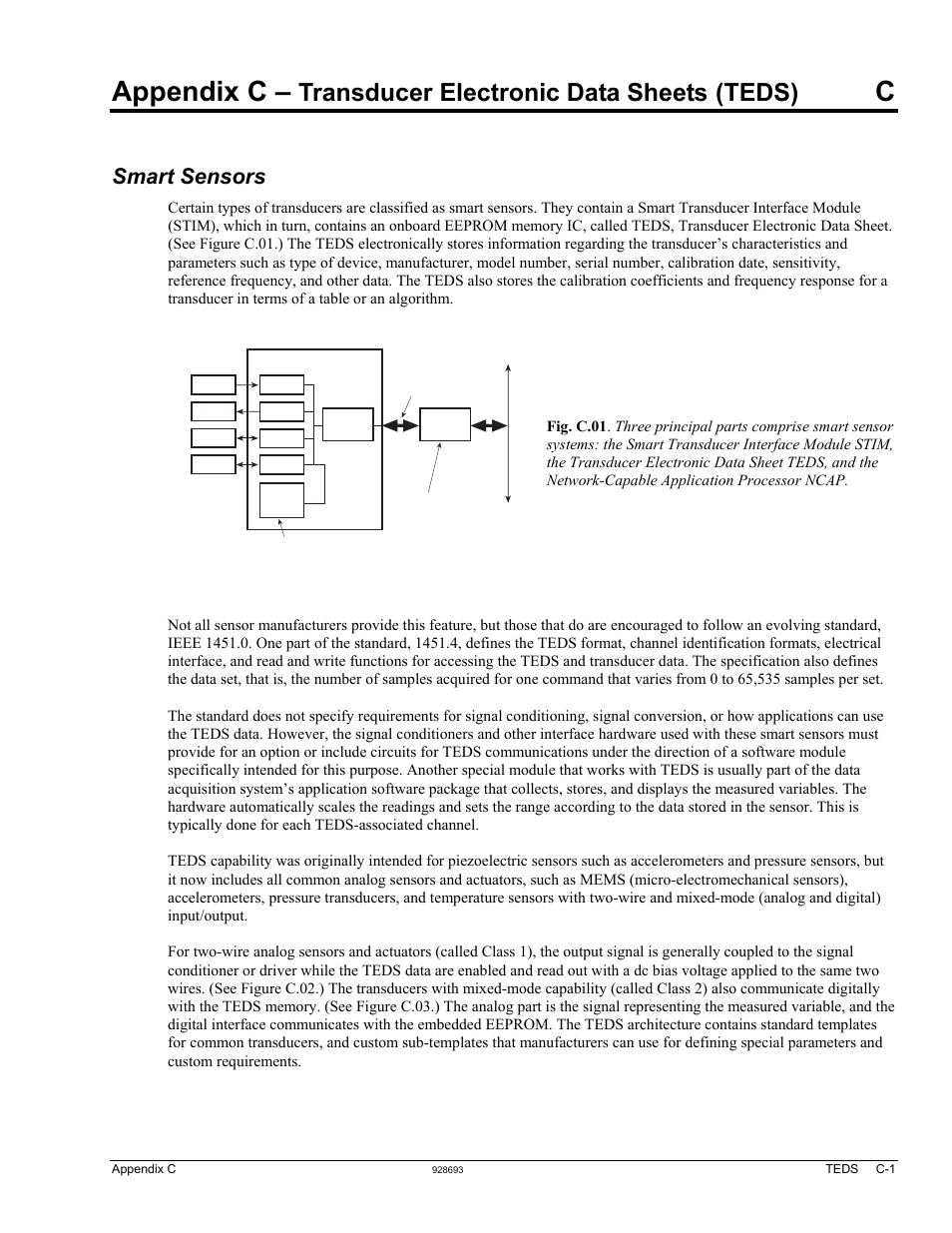 Appendix c - transducer electronic data sheets, Appendix c, Transducer electronic data sheets | Teds), Smart sensors | Measurement Computing IOtech 640 Series User Manual | Page 93 / 100