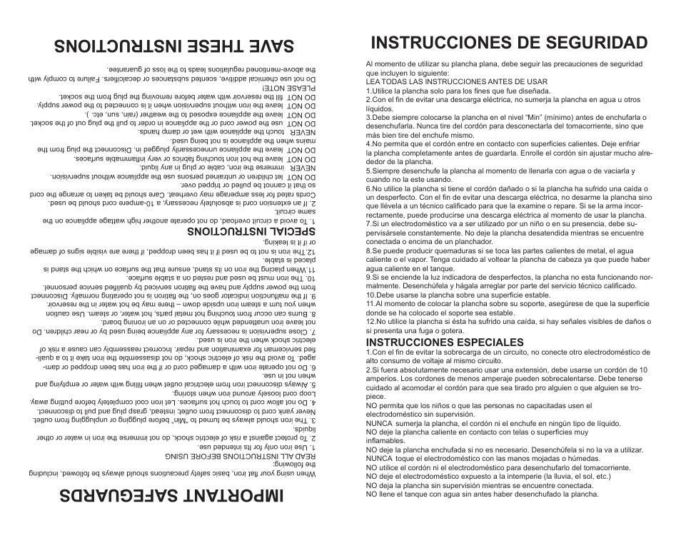 Im por ta nt s af eg ua rds | Continental METALLIC CM43095 User Manual | Page 9 / 16