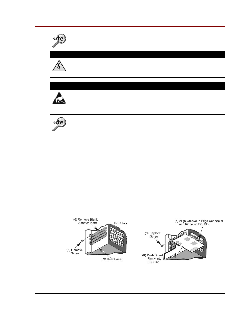 Step 2 – install boards in available pci bus-slots, Caution, Important: bus mastering dma must be enabled | Measurement Computing ADAC/5500 Series User Manual | Page 13 / 60