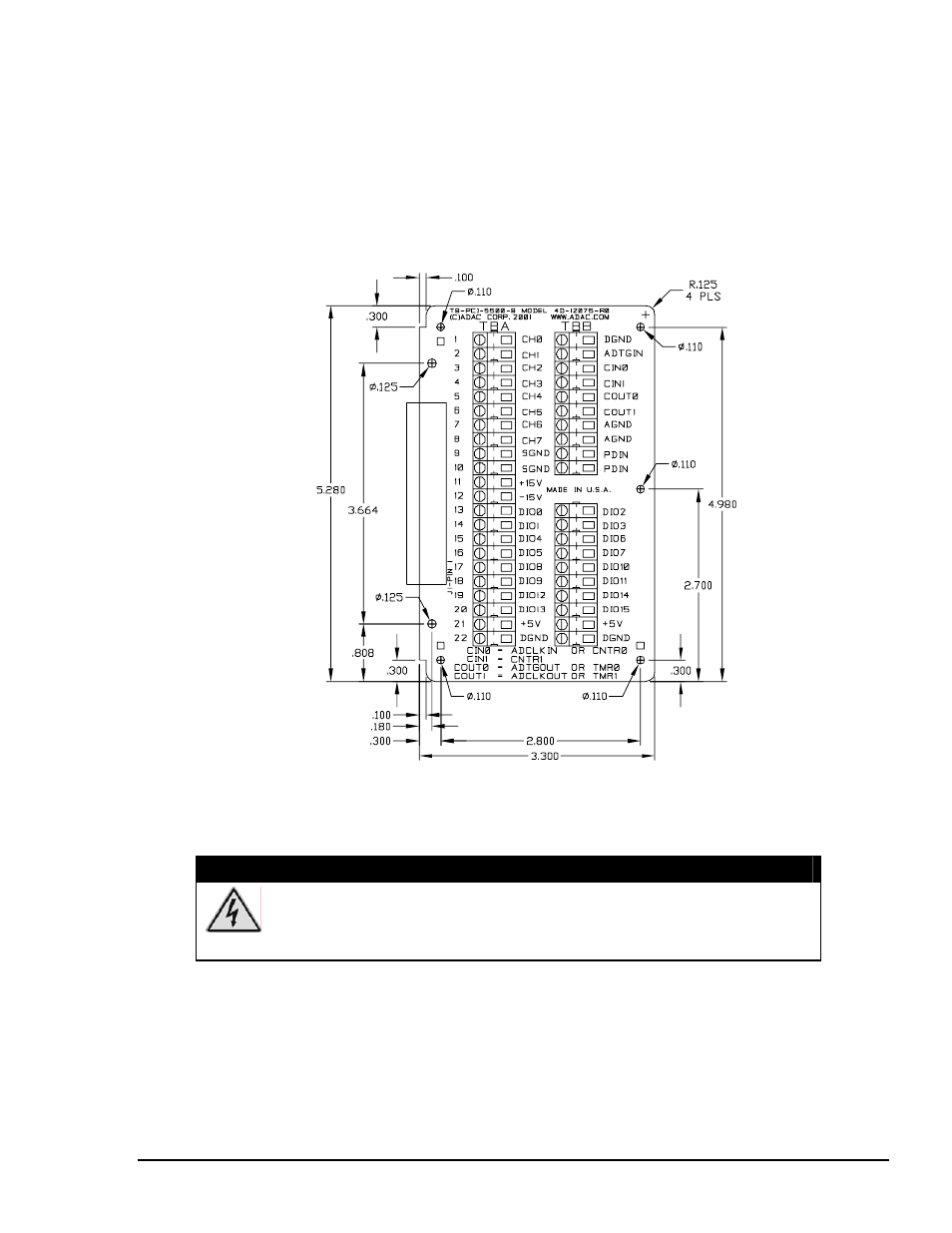 Screw-terminal boards, Adac-tb-8 screw-terminal board connections, 3 screw-terminal boards | Warning | Measurement Computing ADAC/5500 Series User Manual | Page 31 / 60