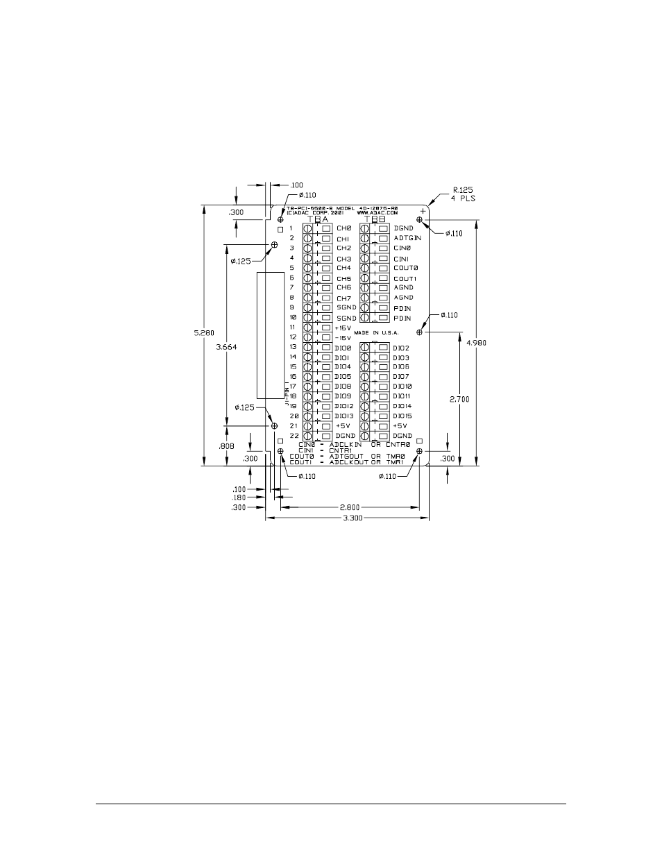 Termination boards, Adac-tb-8, 4 termination boards | Measurement Computing ADAC/5500 Series User Manual | Page 57 / 60