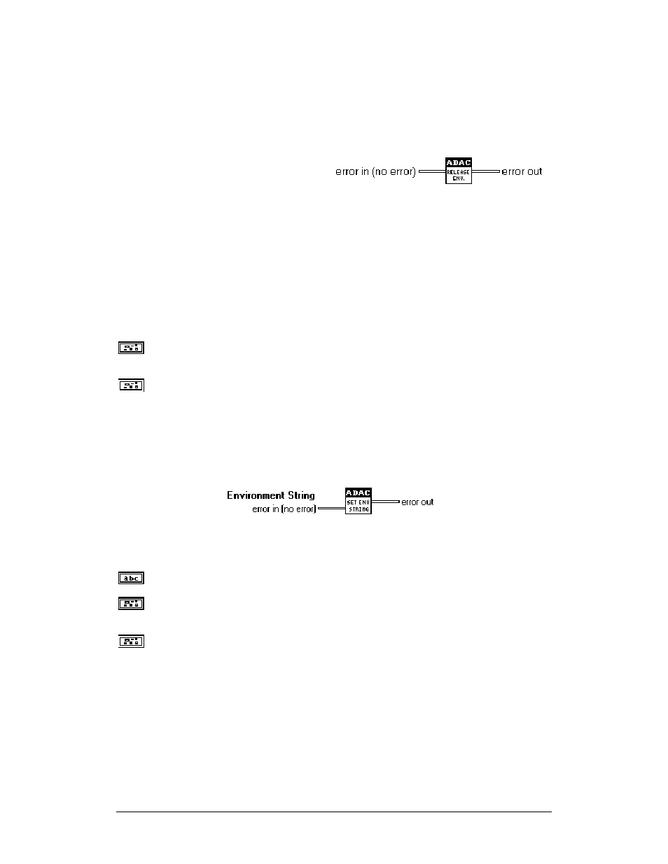 Adac release env, Adac set env string | Measurement Computing ADAC-LVi User Manual | Page 106 / 271