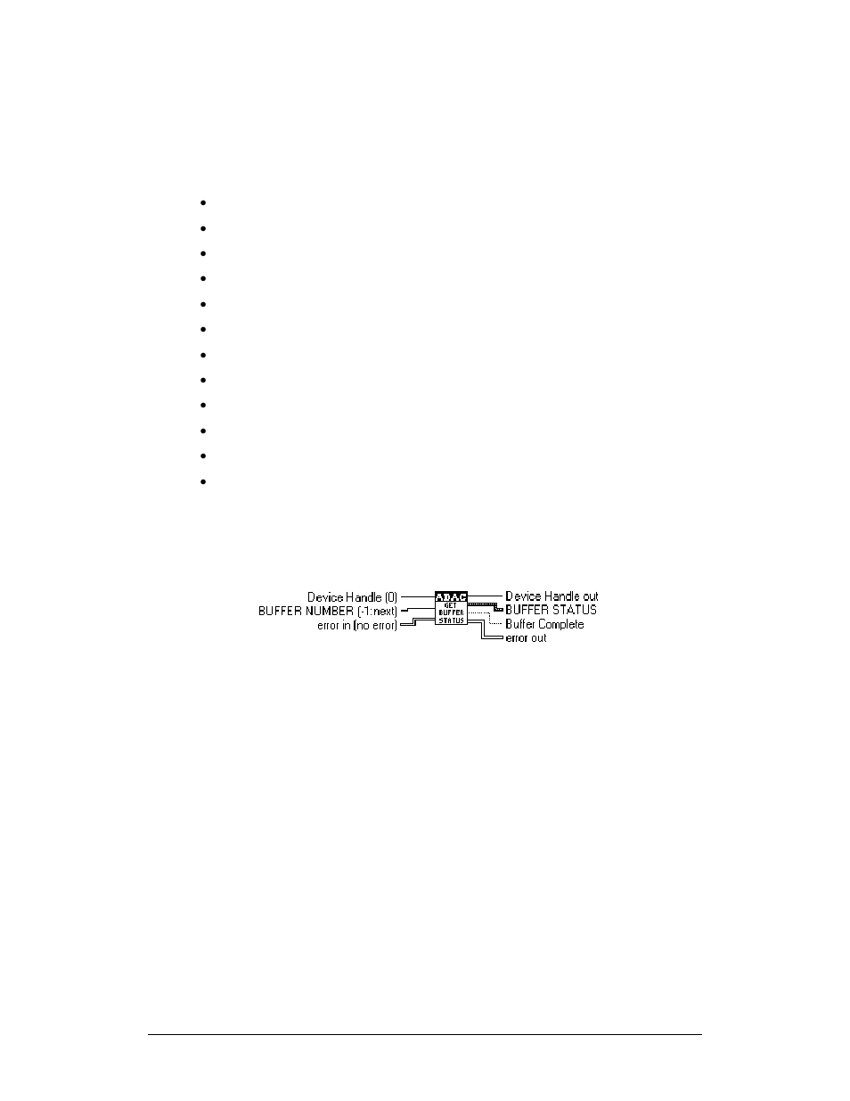 Adac buffer config library, Adac get buffer status | Measurement Computing ADAC-LVi User Manual | Page 112 / 271