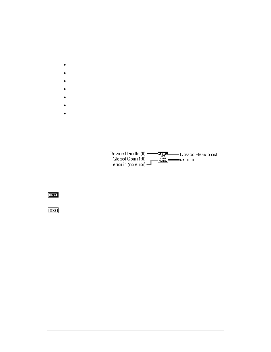 Adac range config library, Adac set gain global | Measurement Computing ADAC-LVi User Manual | Page 187 / 271