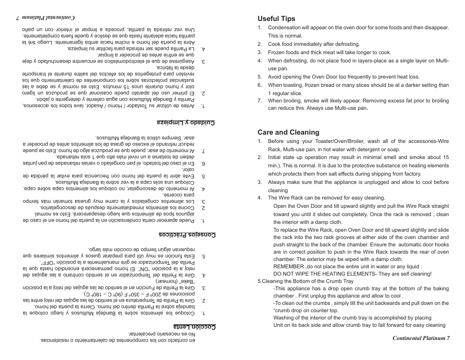 Useful tips, Care and cleaning | Continental CP43579 User Manual | Page 7 / 16