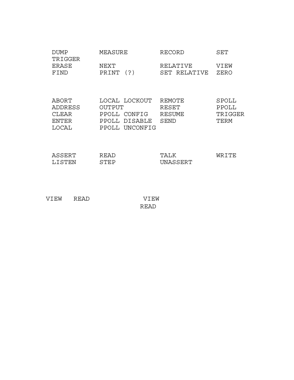 2 record commands, 3 high level controller commands, 4 low level controller commands | 8 bus state format | Measurement Computing Analyzer488 User Manual | Page 99 / 281