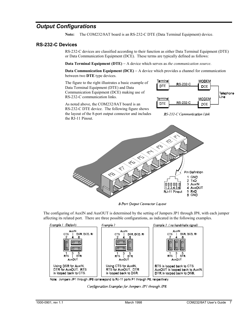 Output configurations, Rs-232-c devices | Measurement Computing COM232/8AT User Manual | Page 7 / 20