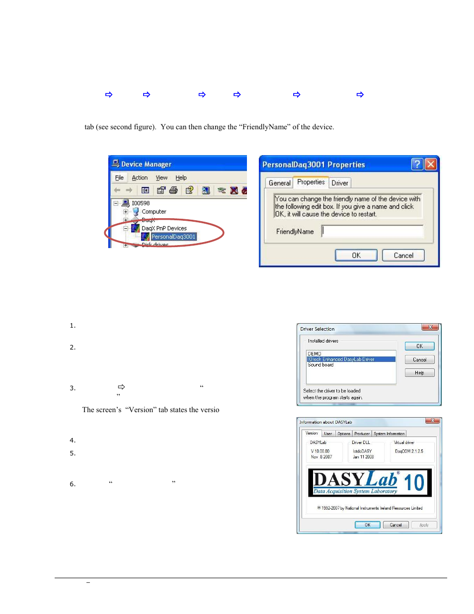 Select the iotech driver in dasylab | Measurement Computing DASYLab User Manual | Page 11 / 80