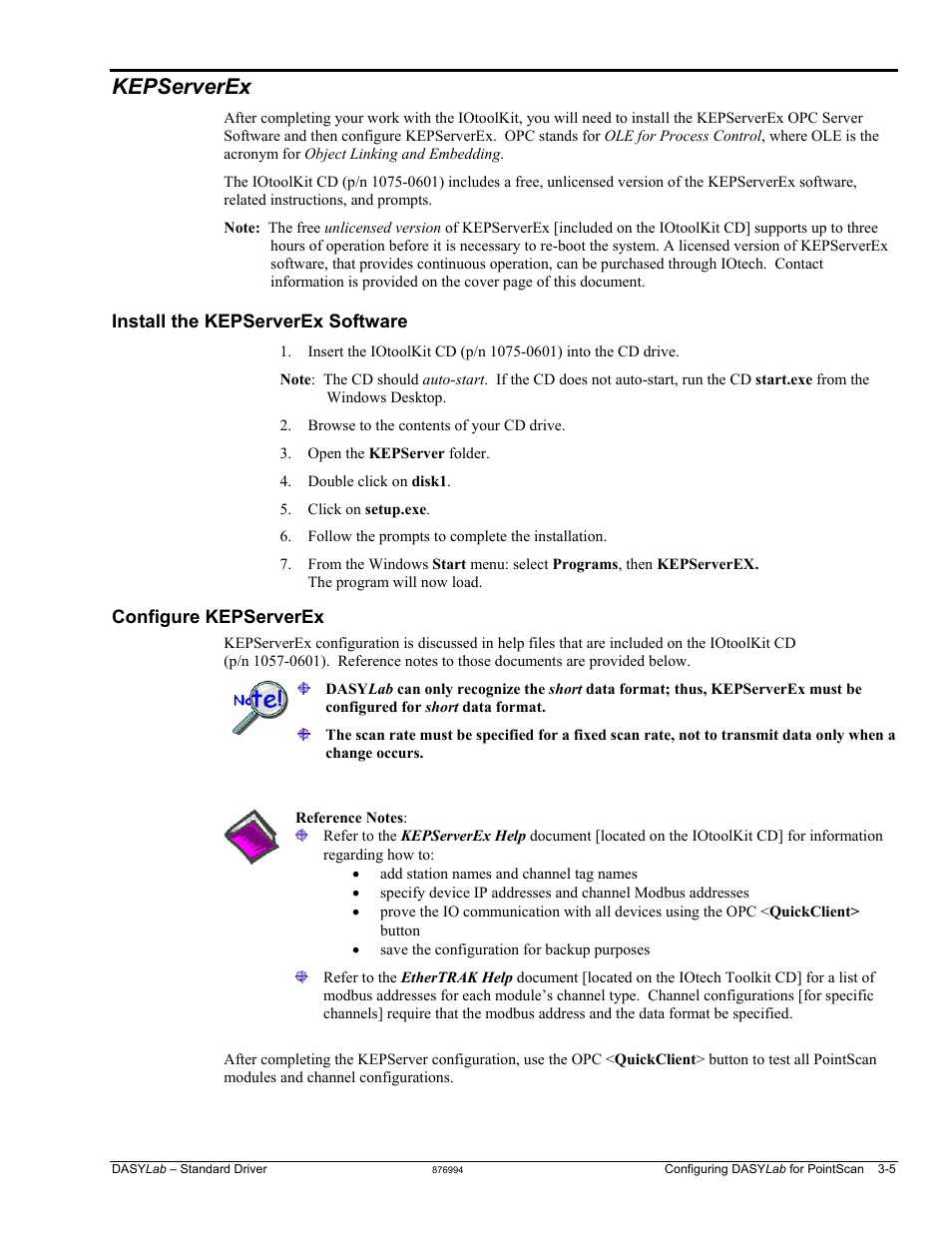 Kepserverex …… 3-5, Kepserverex | Measurement Computing DASYLab User Manual | Page 23 / 80