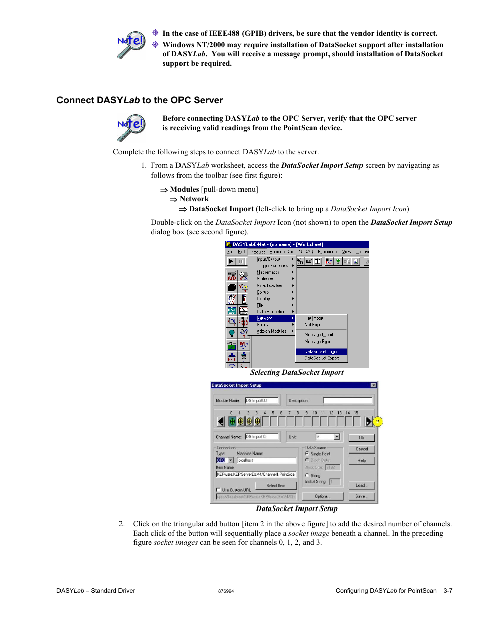 Connect dasy lab to the opc server …… 3-7 | Measurement Computing DASYLab User Manual | Page 25 / 80