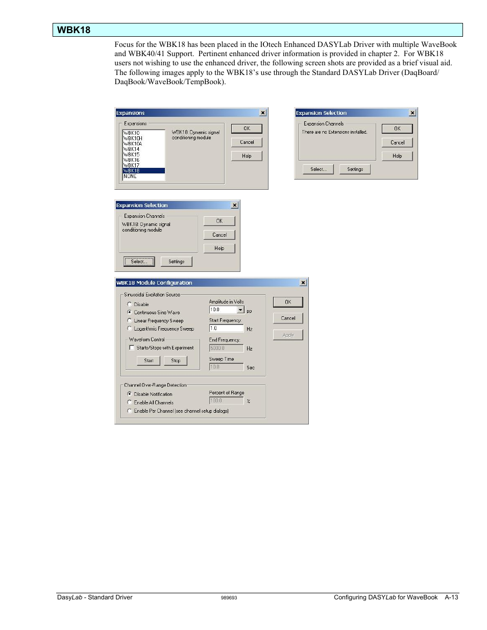 Bk18 …… a-13, Wbk18 | Measurement Computing DASYLab User Manual | Page 49 / 80