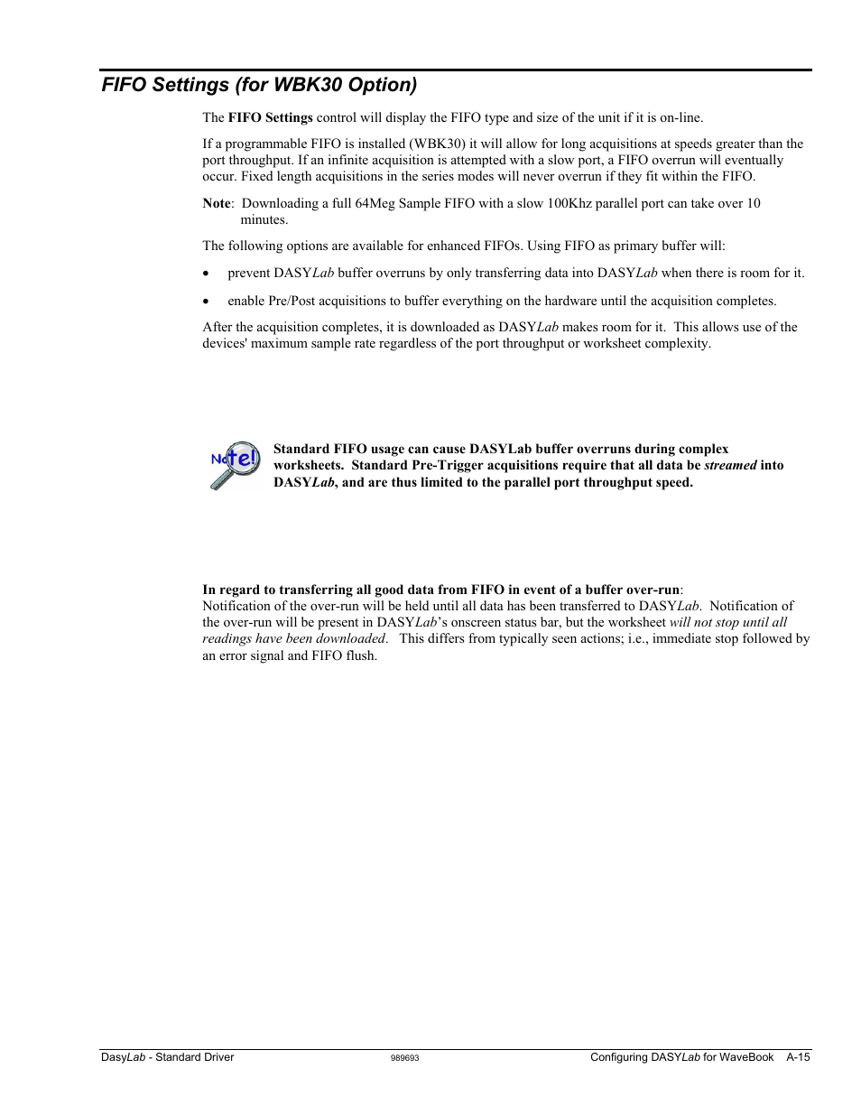 Fifo settings (for wbk30 option) …… a-15, Fifo settings (for wbk30 option) | Measurement Computing DASYLab User Manual | Page 51 / 80