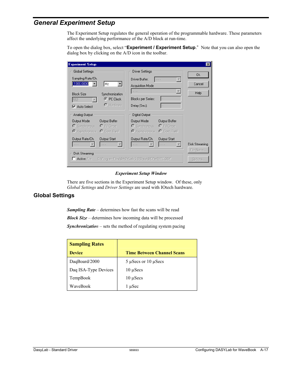 General experiment setup …… a-17, General experiment setup | Measurement Computing DASYLab User Manual | Page 53 / 80