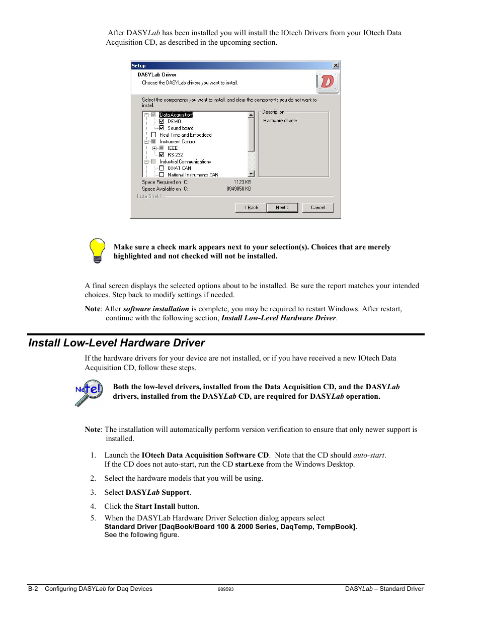 Install low-level hardware driver …… b-2, Install low-level hardware driver | Measurement Computing DASYLab User Manual | Page 56 / 80