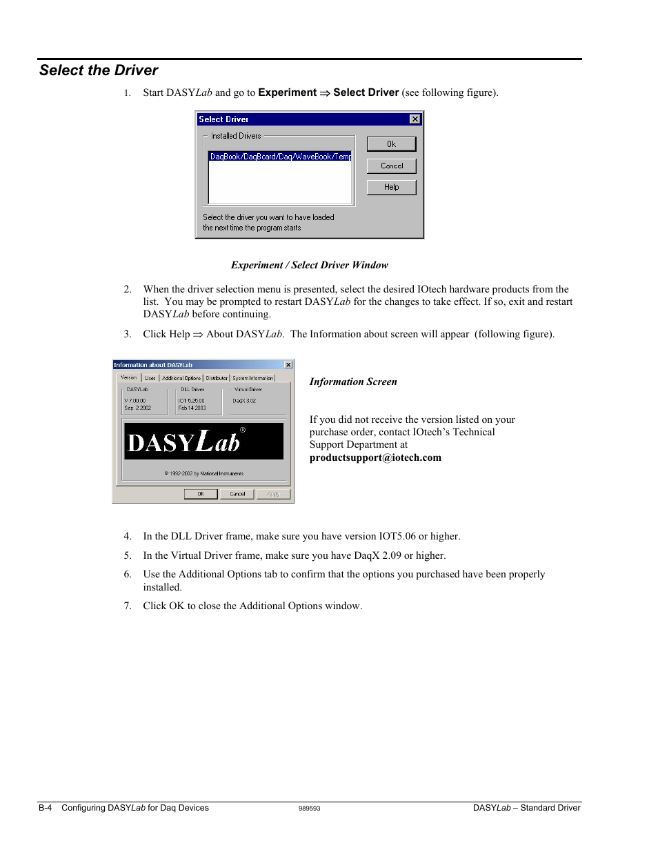 Select the driver …… b-4, Select the driver | Measurement Computing DASYLab User Manual | Page 58 / 80