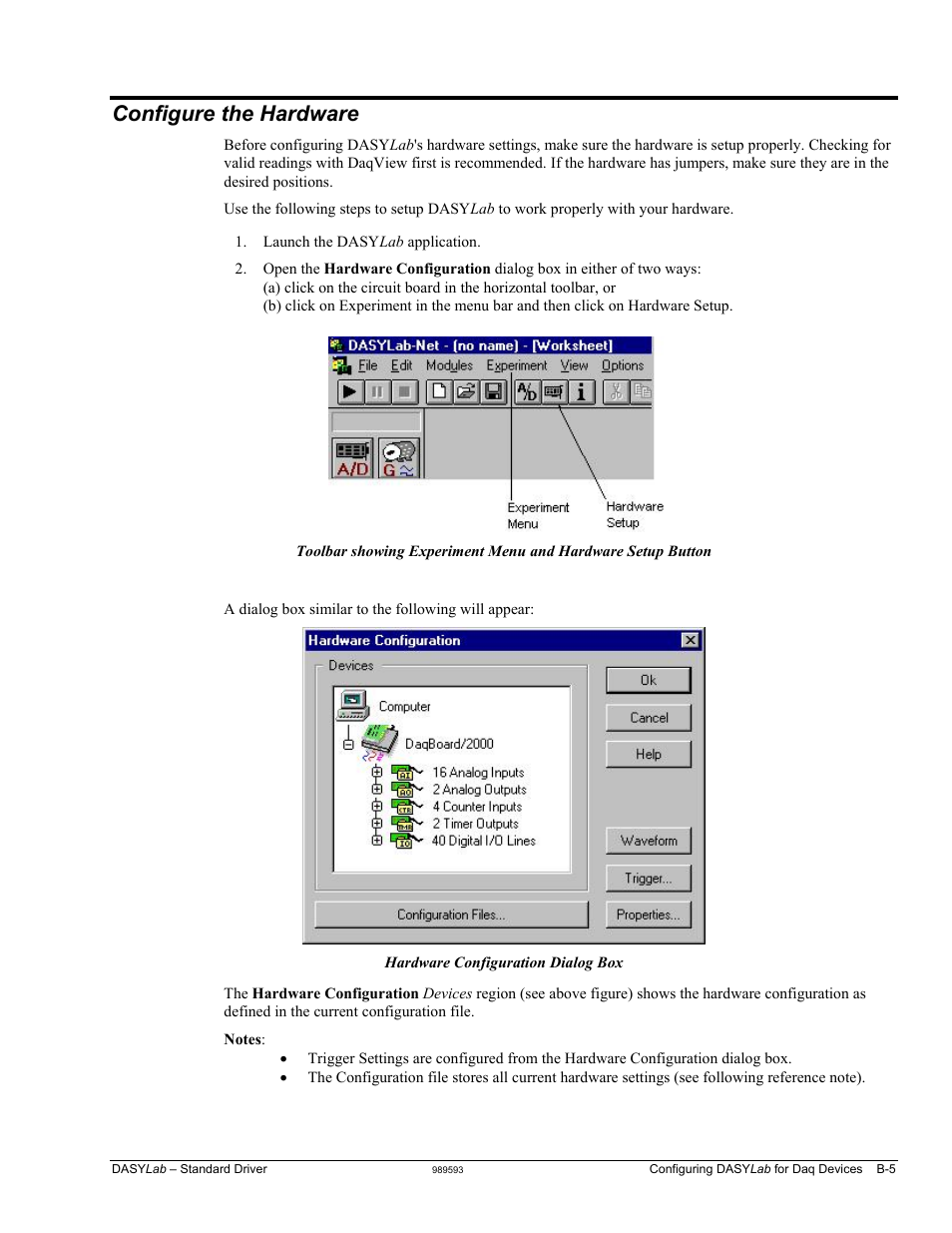 Configure the hardware …… b-5, Configure the hardware | Measurement Computing DASYLab User Manual | Page 59 / 80
