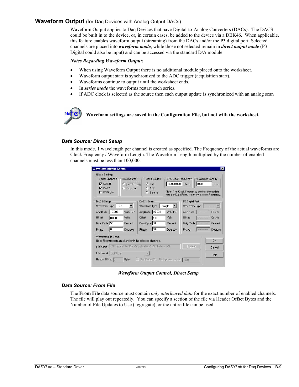 Waveform output …… b-9 | Measurement Computing DASYLab User Manual | Page 63 / 80