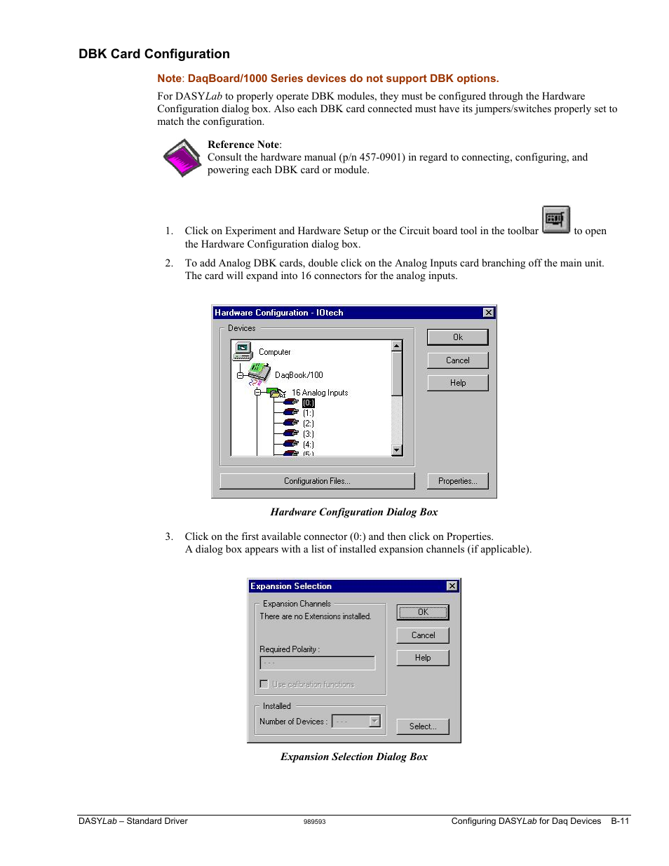 Dbk card configuration …… b-11 | Measurement Computing DASYLab User Manual | Page 65 / 80