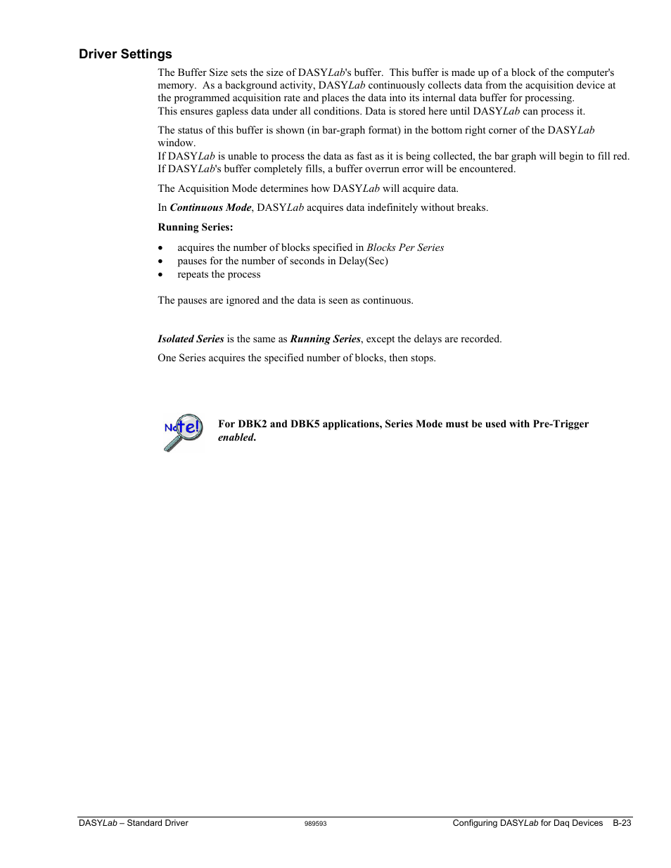 Driver settings …… b-23, Driver settings | Measurement Computing DASYLab User Manual | Page 77 / 80