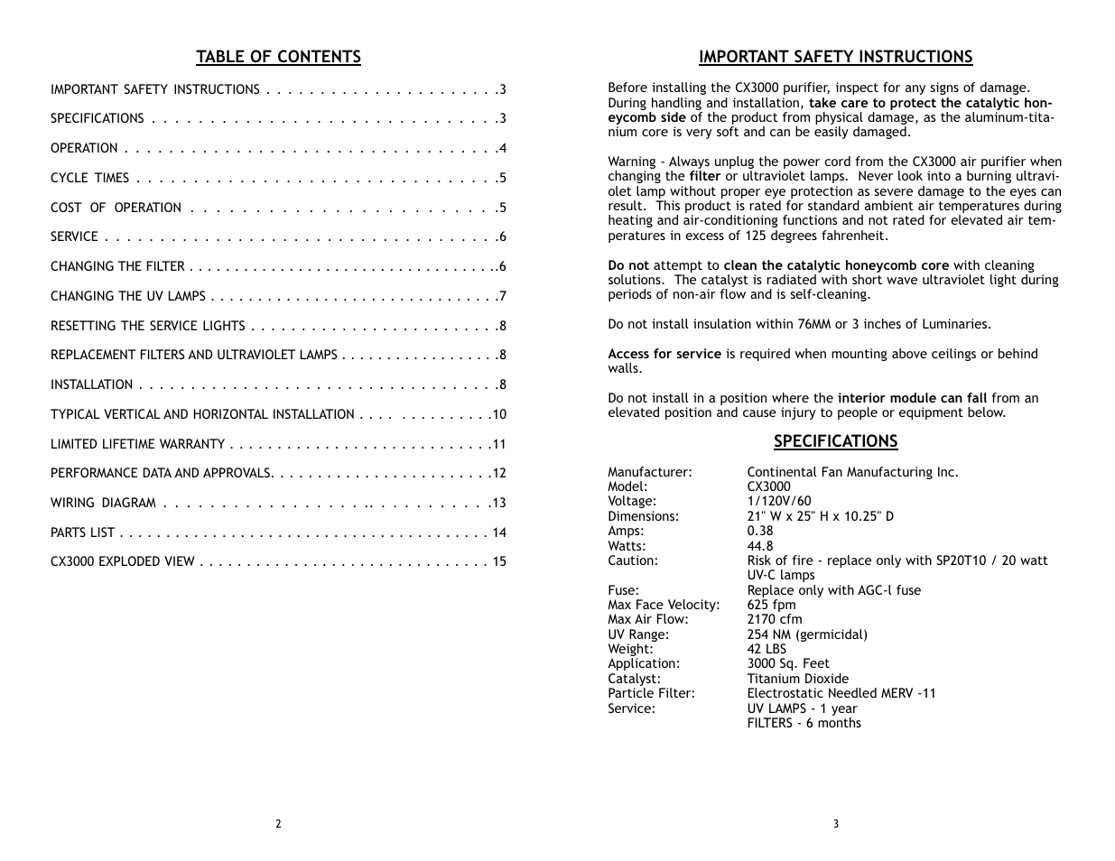 Continental CX3000 User Manual | Page 2 / 16