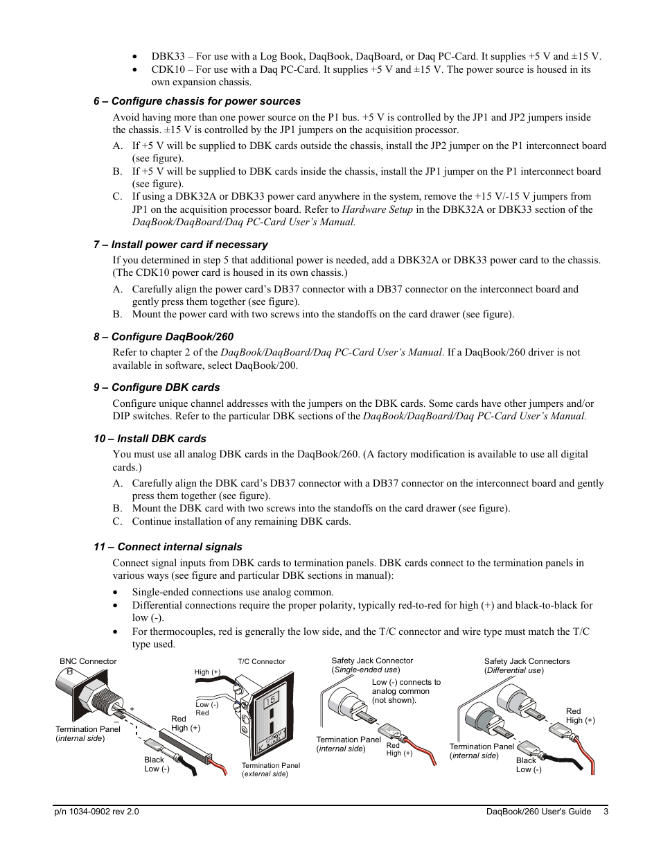 6 – configure chassis for power sources, 7 – install power card if necessary, 8 – configure daqbook/260 | 9 – configure dbk cards, 10 – install dbk cards, 11 – connect internal signals, 12 – install termination panels | Measurement Computing DaqBook 260 User Manual | Page 3 / 5