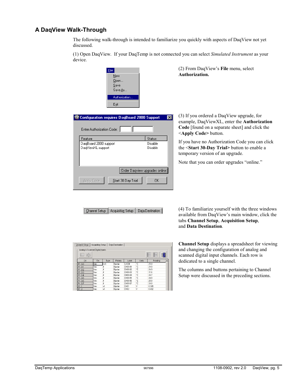 A daqview walk-through, A daqview walk-through …… 5 | Measurement Computing DaqView for DaqTemp Applications User Manual | Page 7 / 24