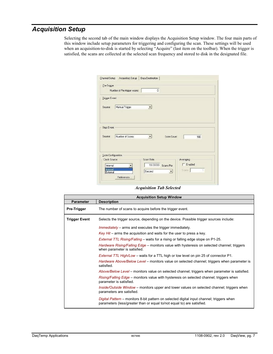 Acquisition setup, Acquisition setup……7 | Measurement Computing DaqView for DaqTemp Applications User Manual | Page 9 / 24