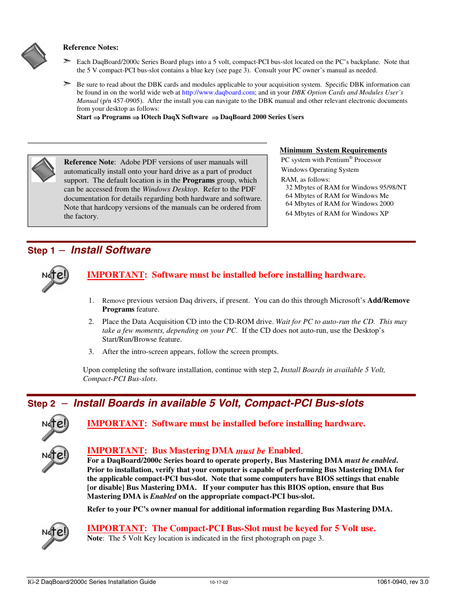Step 1 - install software, Install software | Measurement Computing 2000 Series Daqboar User Manual | Page 20 / 94