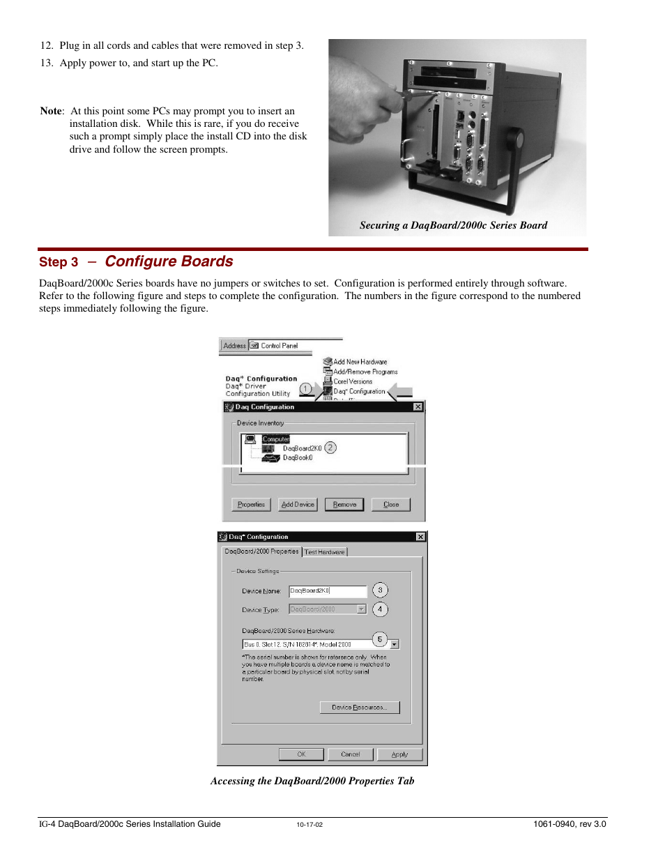 Step 3 - configure boards, Configure boards | Measurement Computing 2000 Series Daqboar User Manual | Page 22 / 94