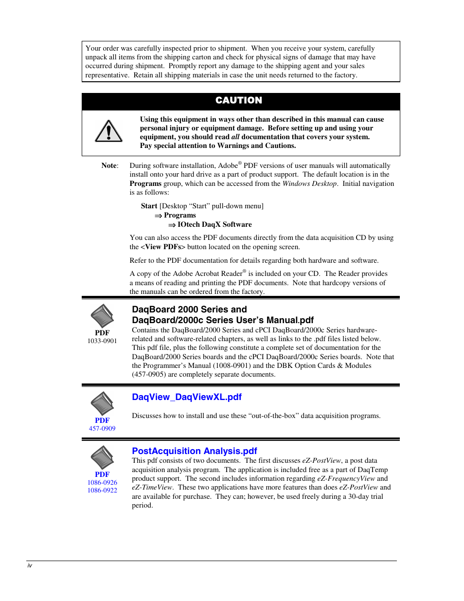 Links to related documents | Measurement Computing 2000 Series Daqboar User Manual | Page 4 / 94