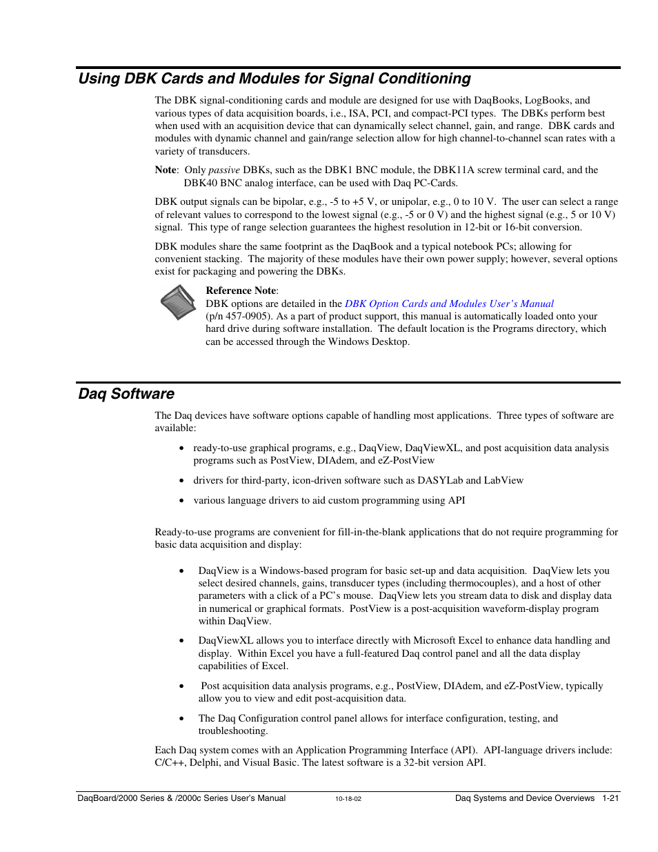 Daq software, Daq software ……1-21 | Measurement Computing 2000 Series Daqboar User Manual | Page 47 / 94