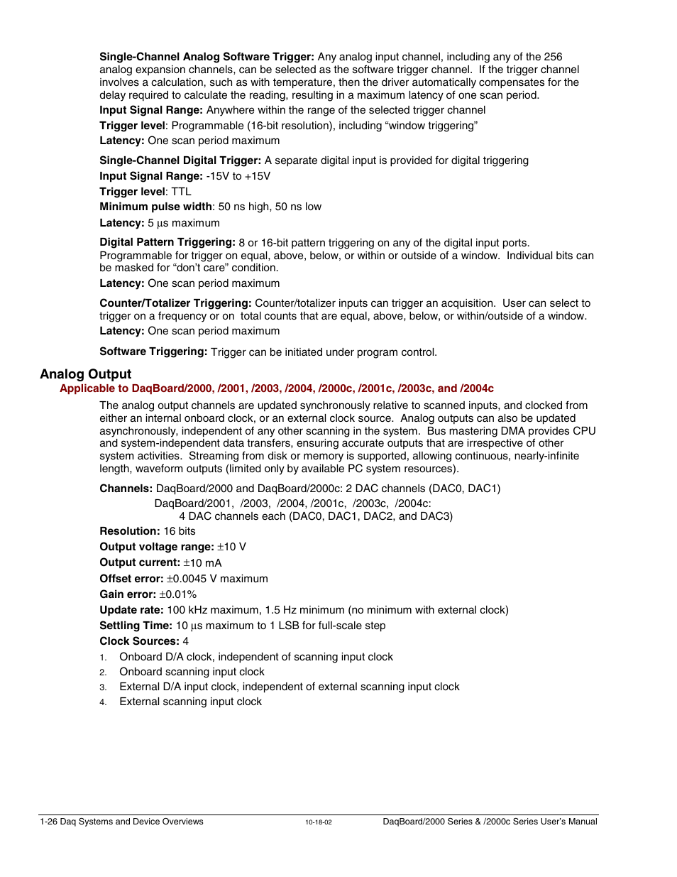 Analog output | Measurement Computing 2000 Series Daqboar User Manual | Page 52 / 94