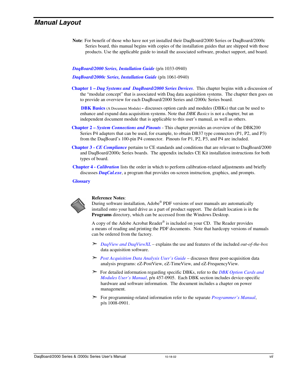 Manual layout | Measurement Computing 2000 Series Daqboar User Manual | Page 7 / 94