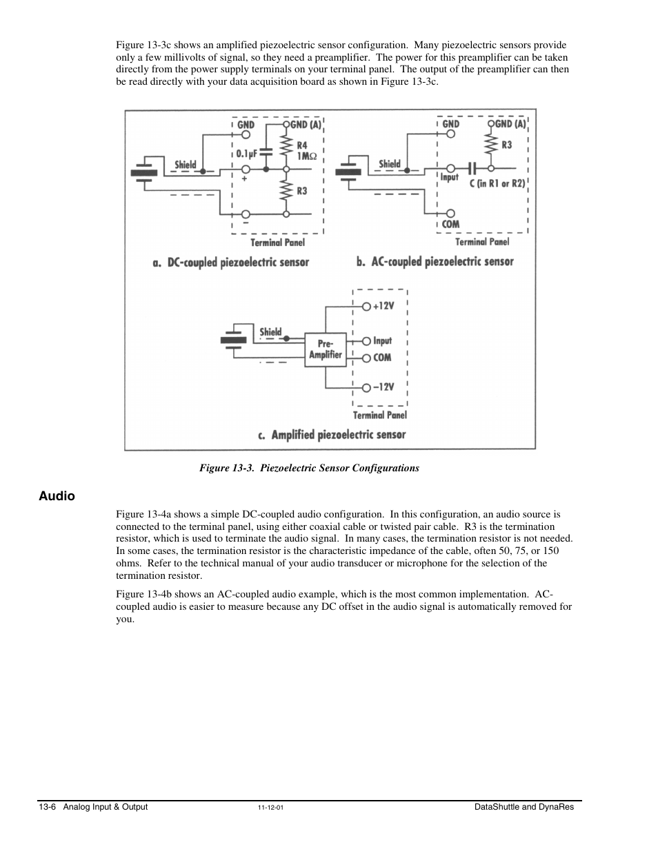 Audio, Audio …… 13-6 | Measurement Computing DataShuttle User Manual | Page 106 / 126
