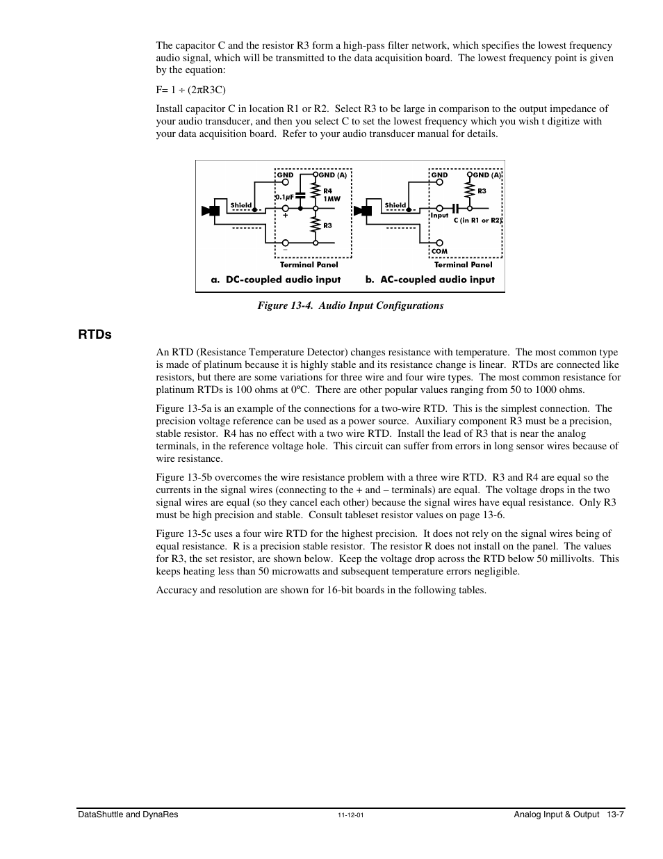Rtds, Rtds …… 13-7 | Measurement Computing DataShuttle User Manual | Page 107 / 126
