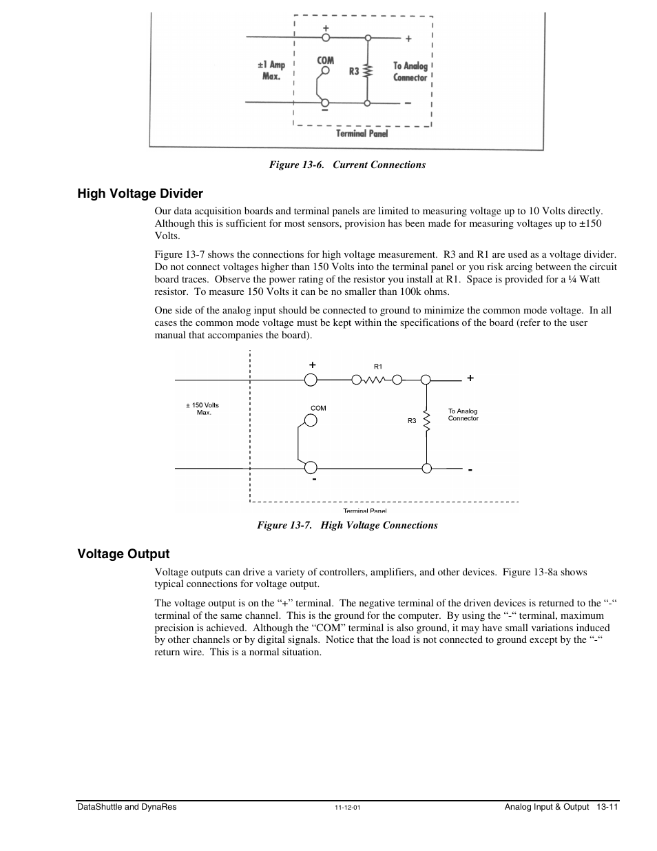 High voltage divider, Voltage output | Measurement Computing DataShuttle User Manual | Page 111 / 126