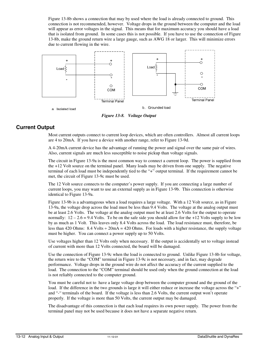 Current output, Current output …… 13-12 | Measurement Computing DataShuttle User Manual | Page 112 / 126