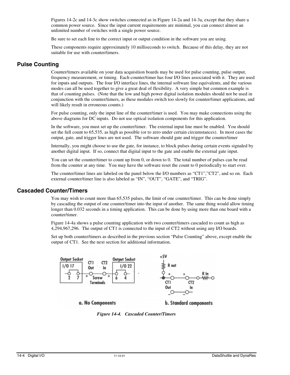 Pulse counting, Cascaded counter/timers | Measurement Computing DataShuttle User Manual | Page 118 / 126