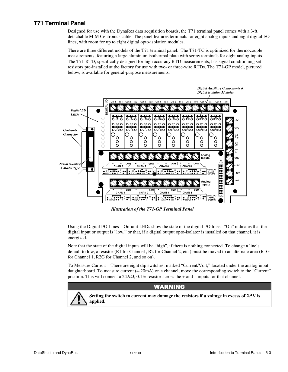 T71 terminal panel | Measurement Computing DataShuttle User Manual | Page 59 / 126