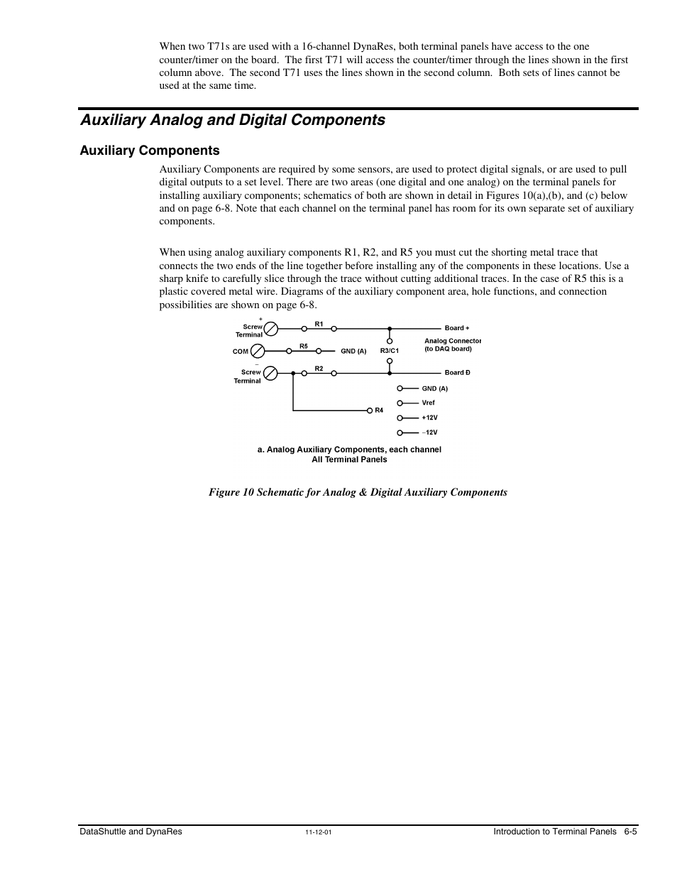 Auxiliary analog and digital components, Auxiliary components | Measurement Computing DataShuttle User Manual | Page 61 / 126