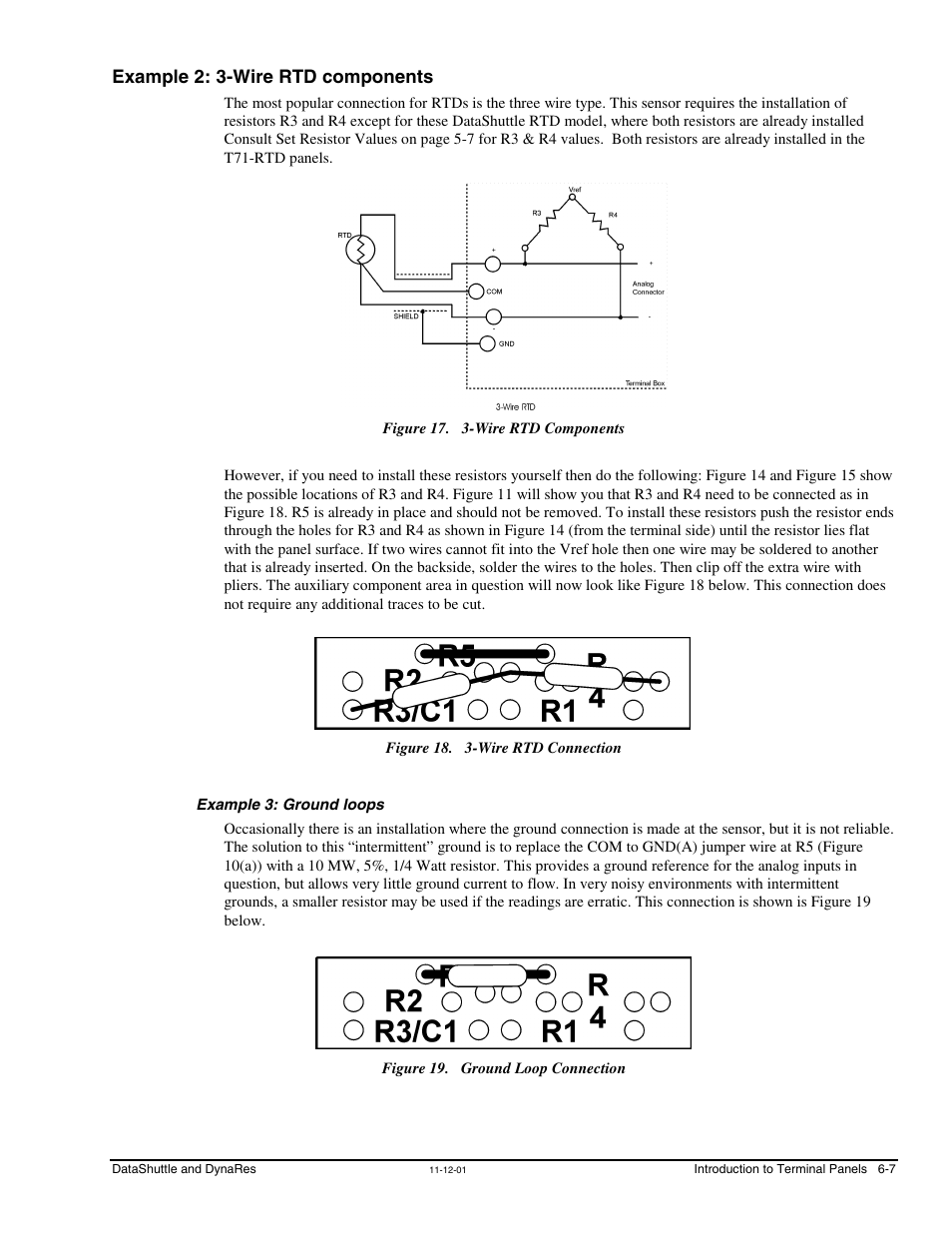 Example 2: 3-wire rtd components, Example 3: ground loops | Measurement Computing DataShuttle User Manual | Page 63 / 126