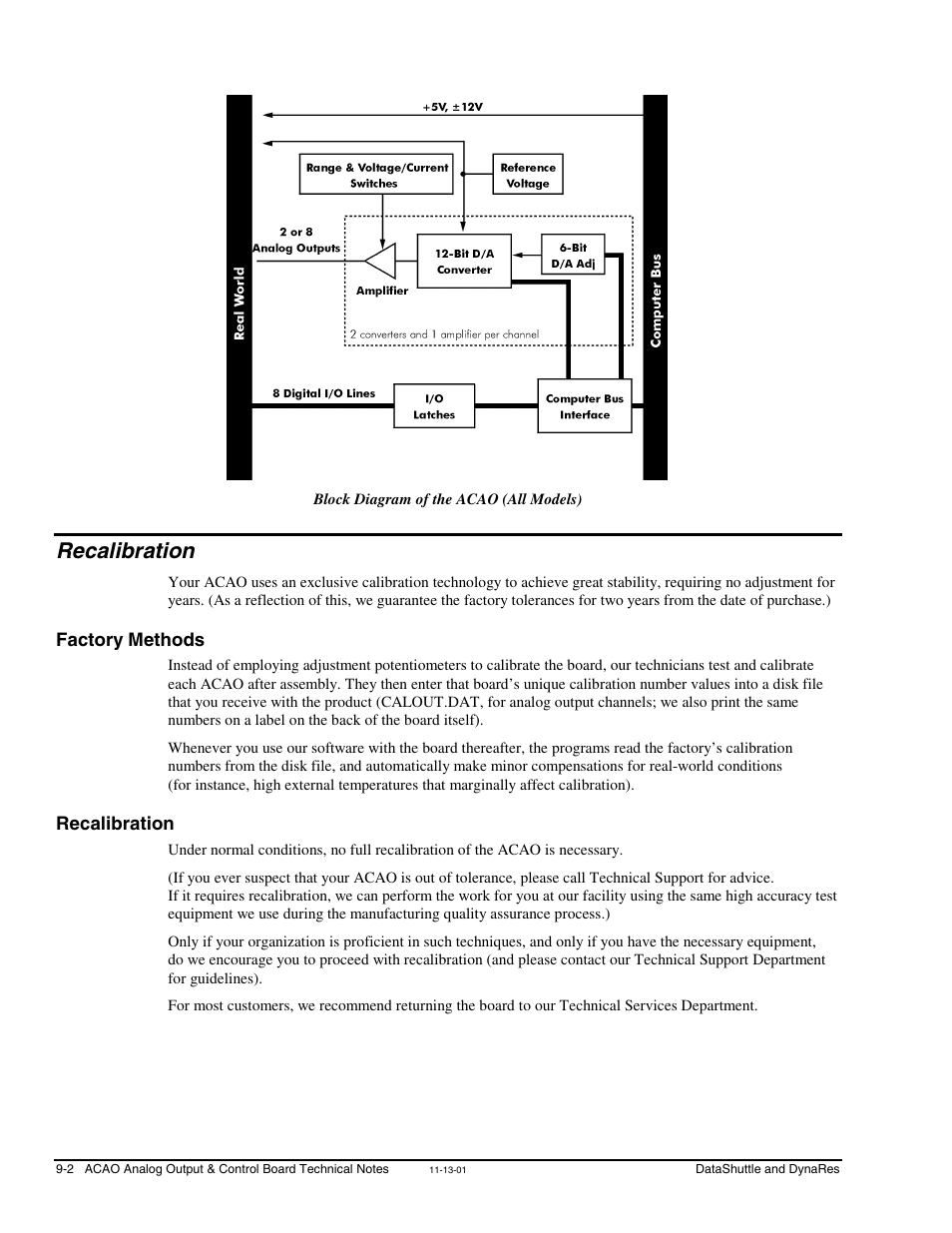 Recalibration, Factory methods | Measurement Computing DataShuttle User Manual | Page 80 / 126